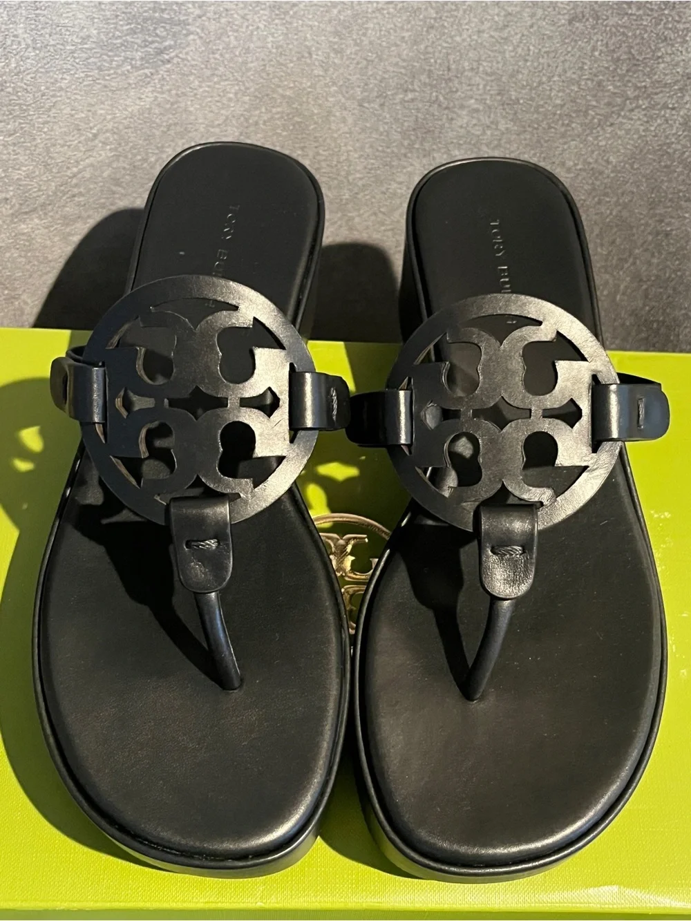 Tory Burch Women’s Sandals Miller Wedge 25 MM Black Size 6 US